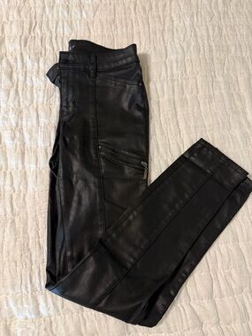 White House Black Market Black Faux Leather Skinny Jeans